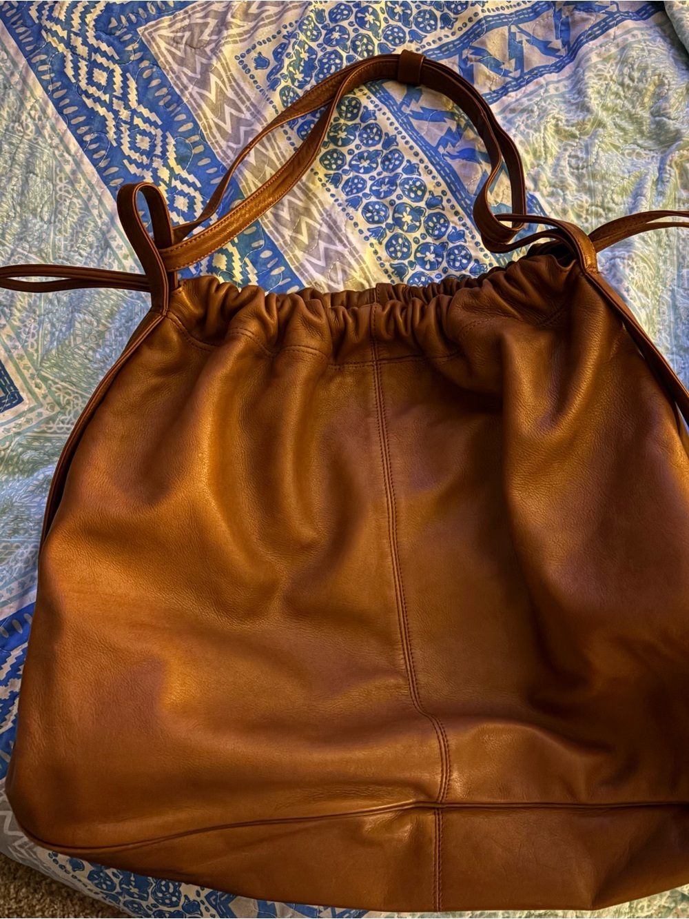 Vintage 80’s/90’s Brio! Large Genuine Leather Balloon Shoulder Bag Cognac Brown